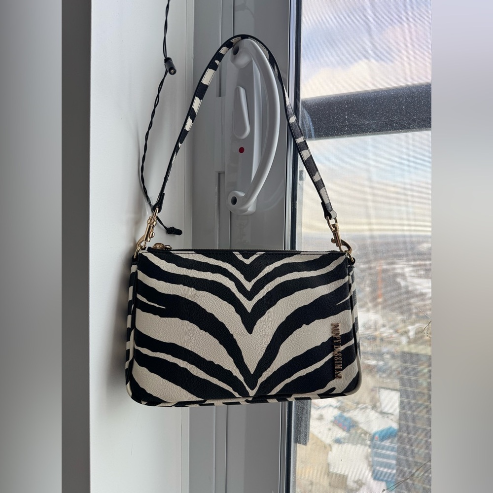 Zebra Print Shoulder Bag - Black & White